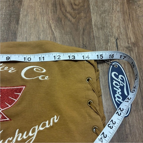 Vintage Ford Motor Co Lace Up Tube Top Brown Y2K Biker Graphic Detroit Michigan - Picture 6 of 6